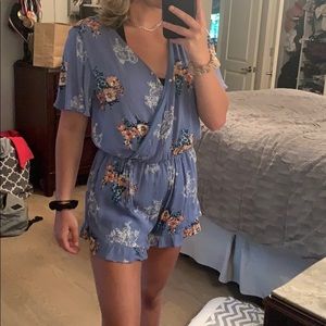 blue with flower romper